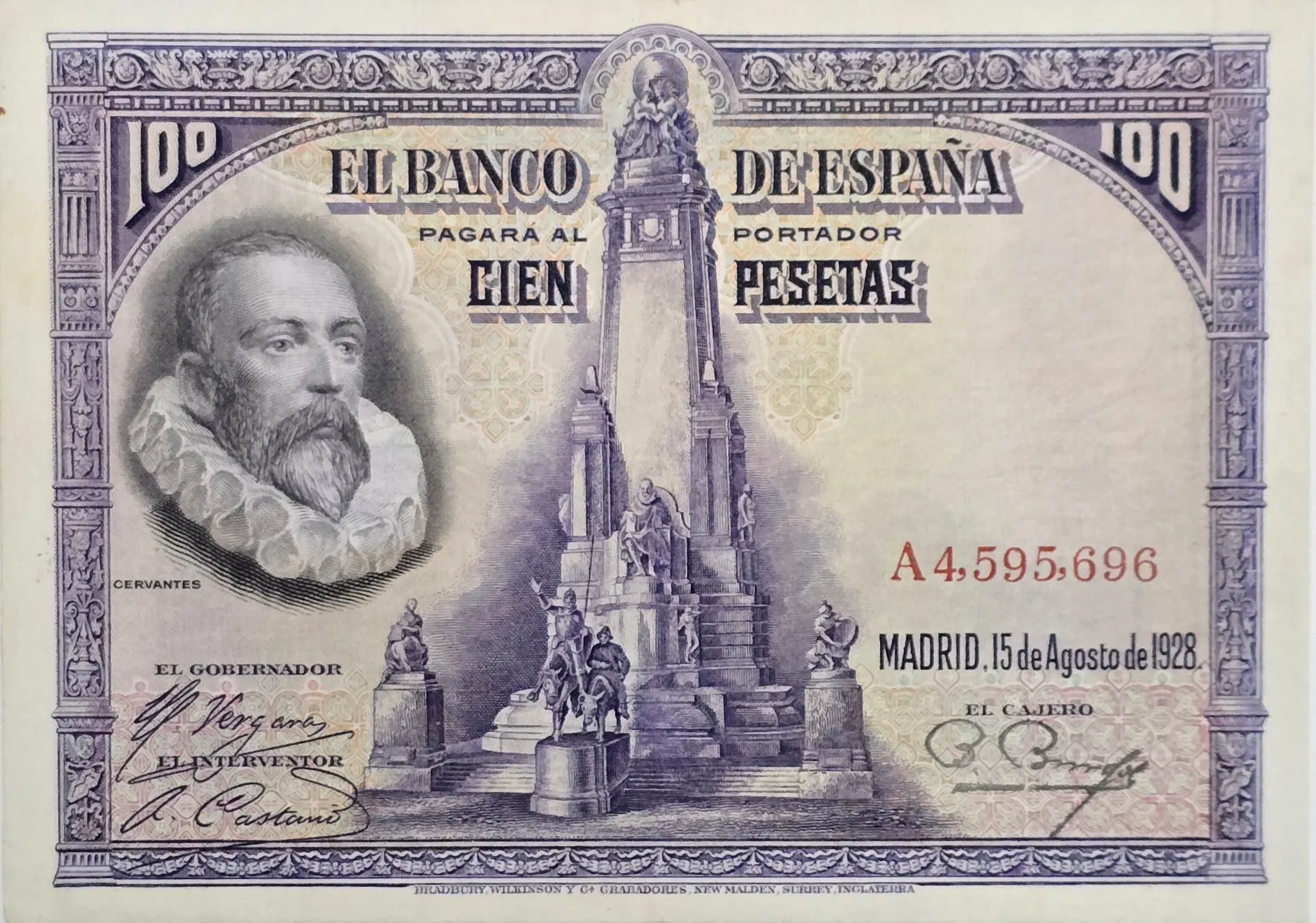 اسکناس اسپانیا 100 پزتا اسپانیا 1928 تابلویی